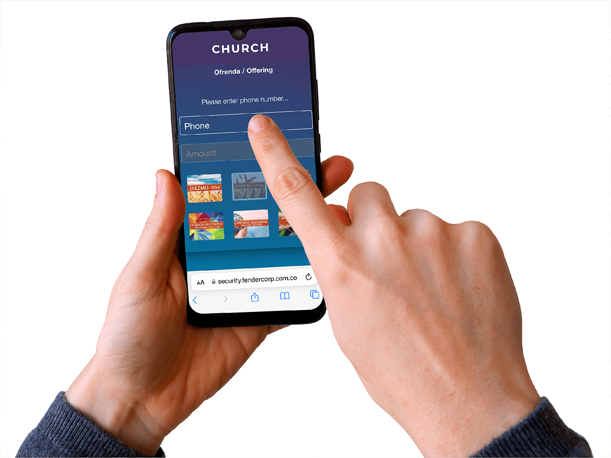 Phone showing a church donation form